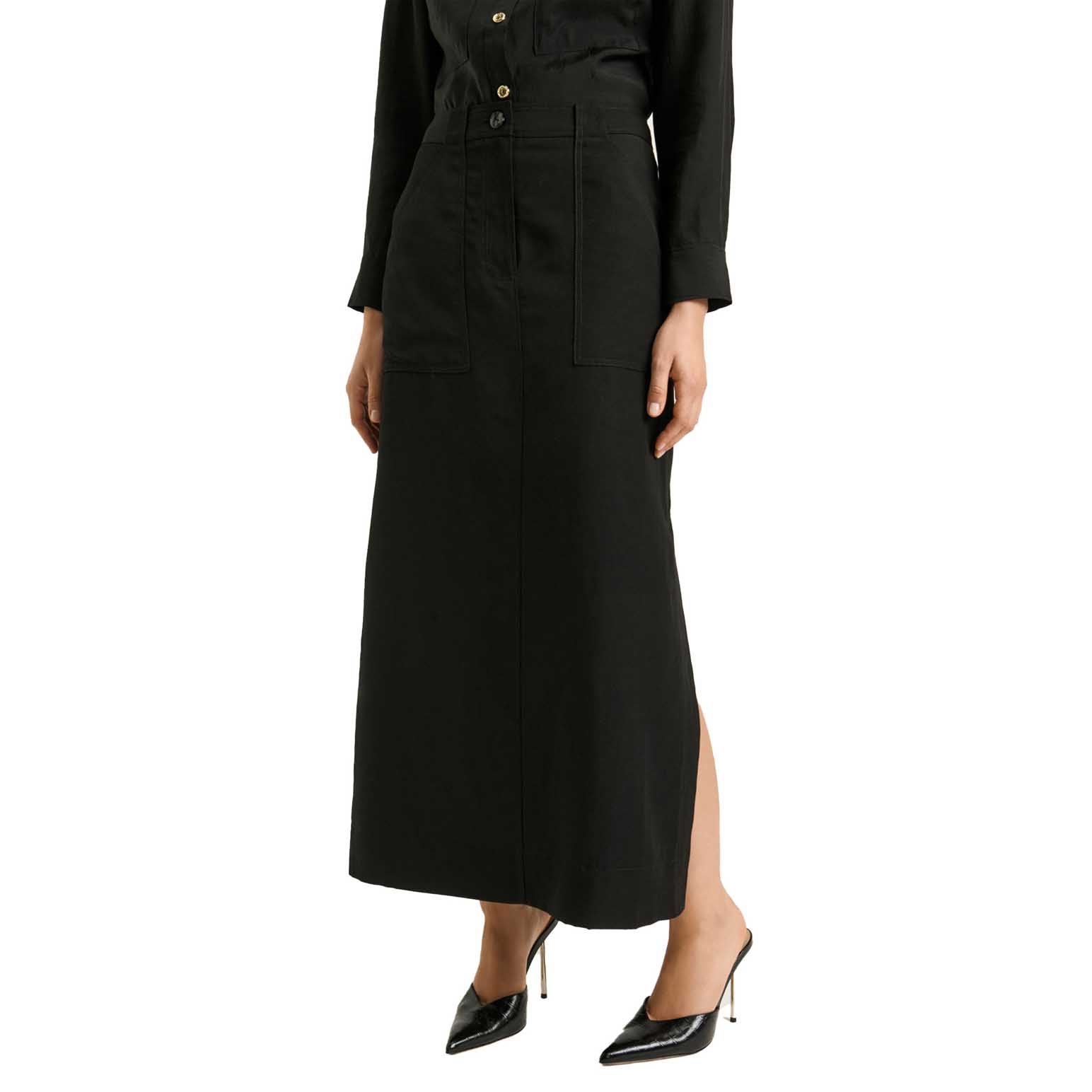 Veronika Maine European Lyocell Linen Cargo Skirt